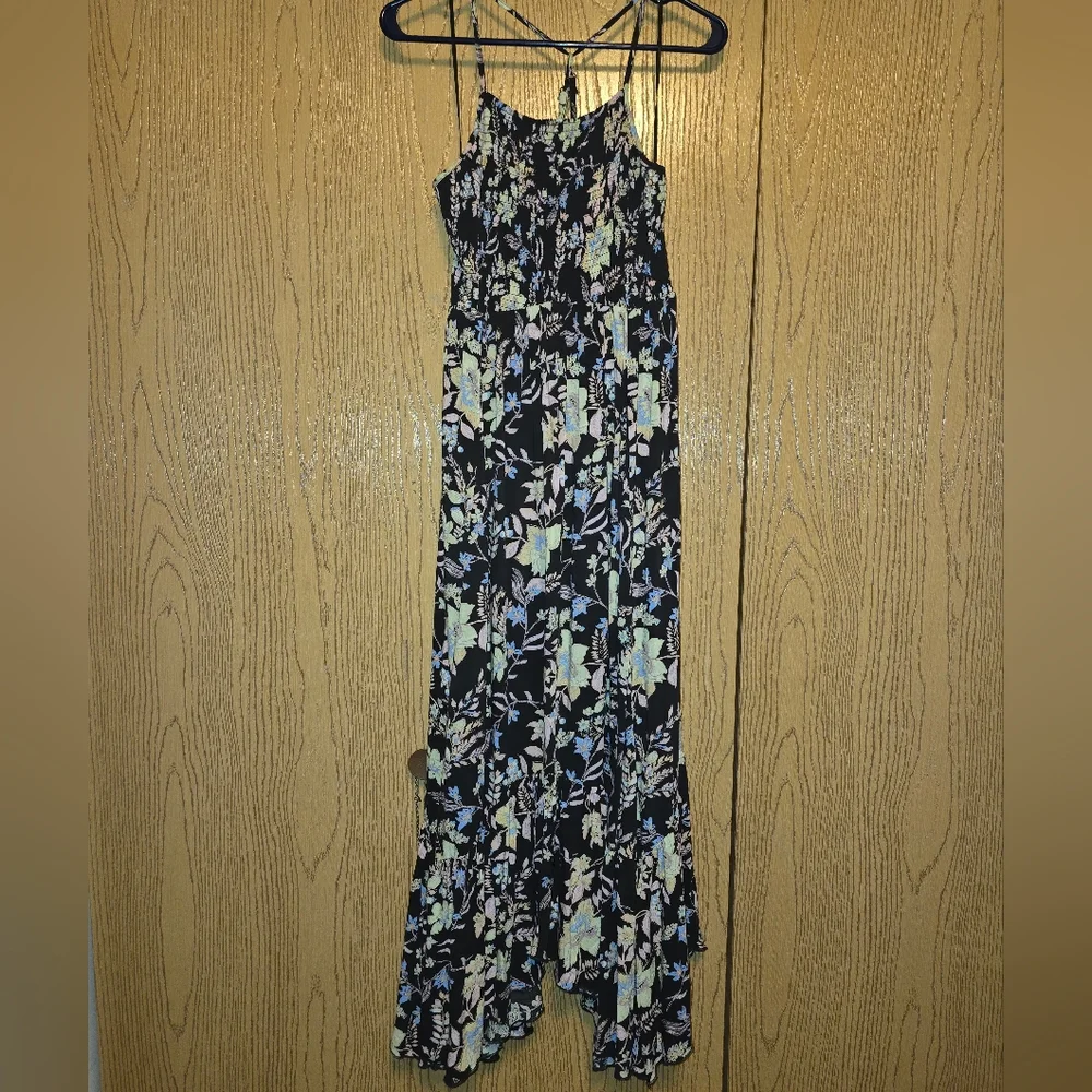 Free People Black Floral  Dress L - Picture 2 of 6